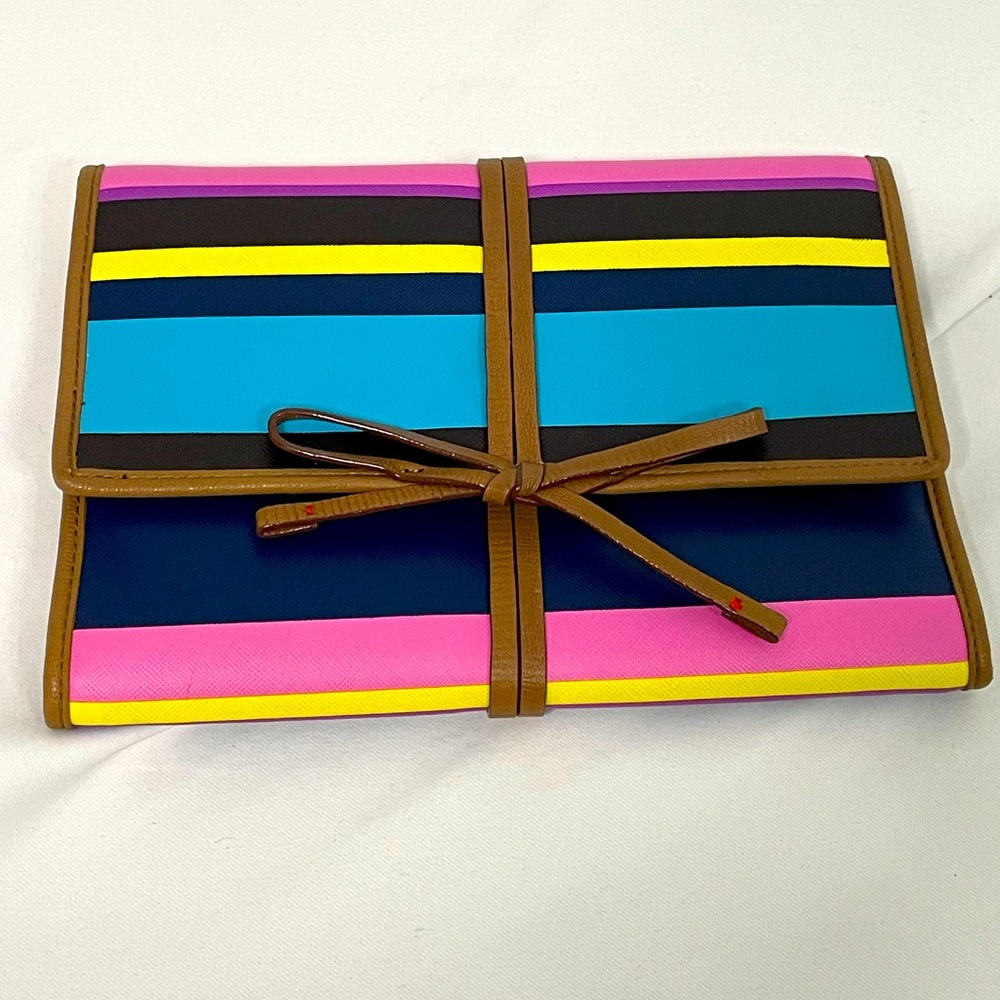 Stella & Dot Multicolored Striped Jewelry Organizer Travel Clutch